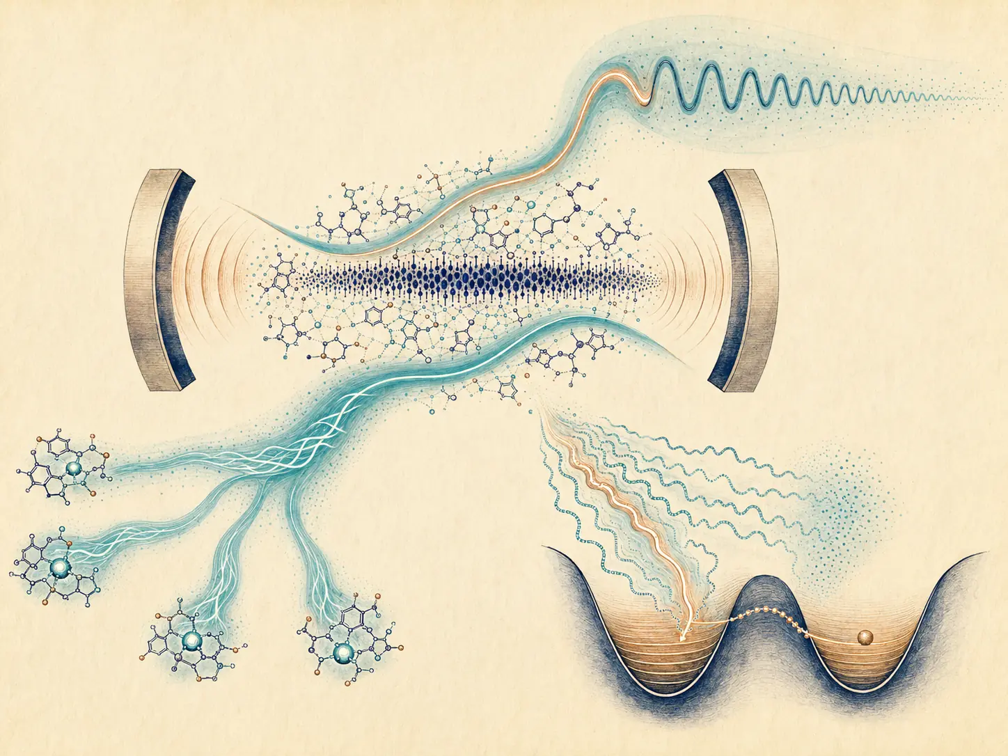 Collective polariton pathways connecting coherence, transport, and vibrational chemistry